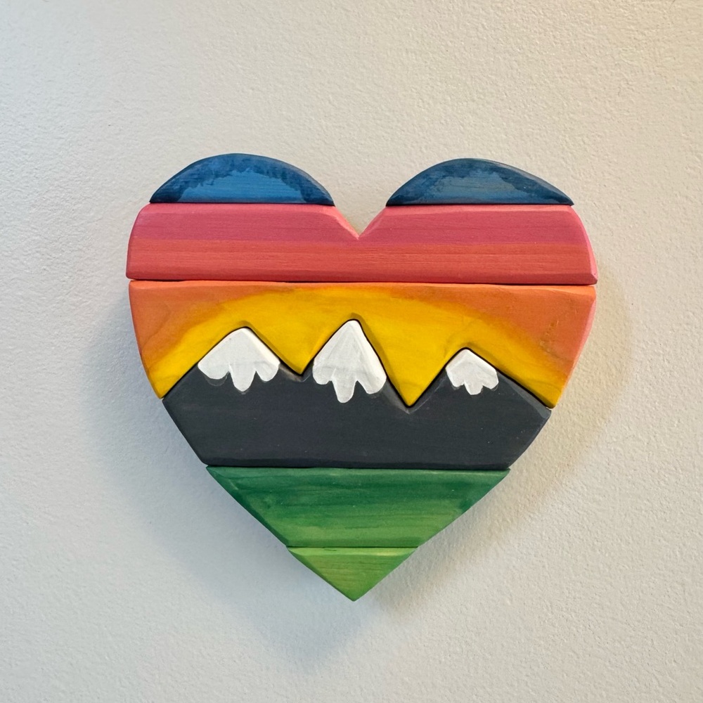 Colorful Heart Wood Wall Art